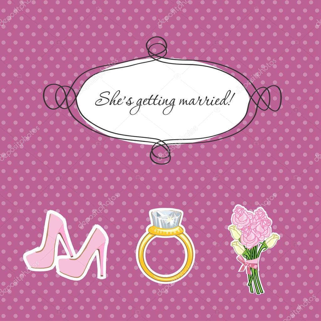 Set of cute elements for Bride for cards and wedding invitations