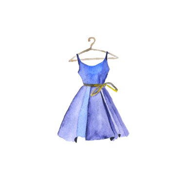 Watercolor painted dress. Vector illustration clipart