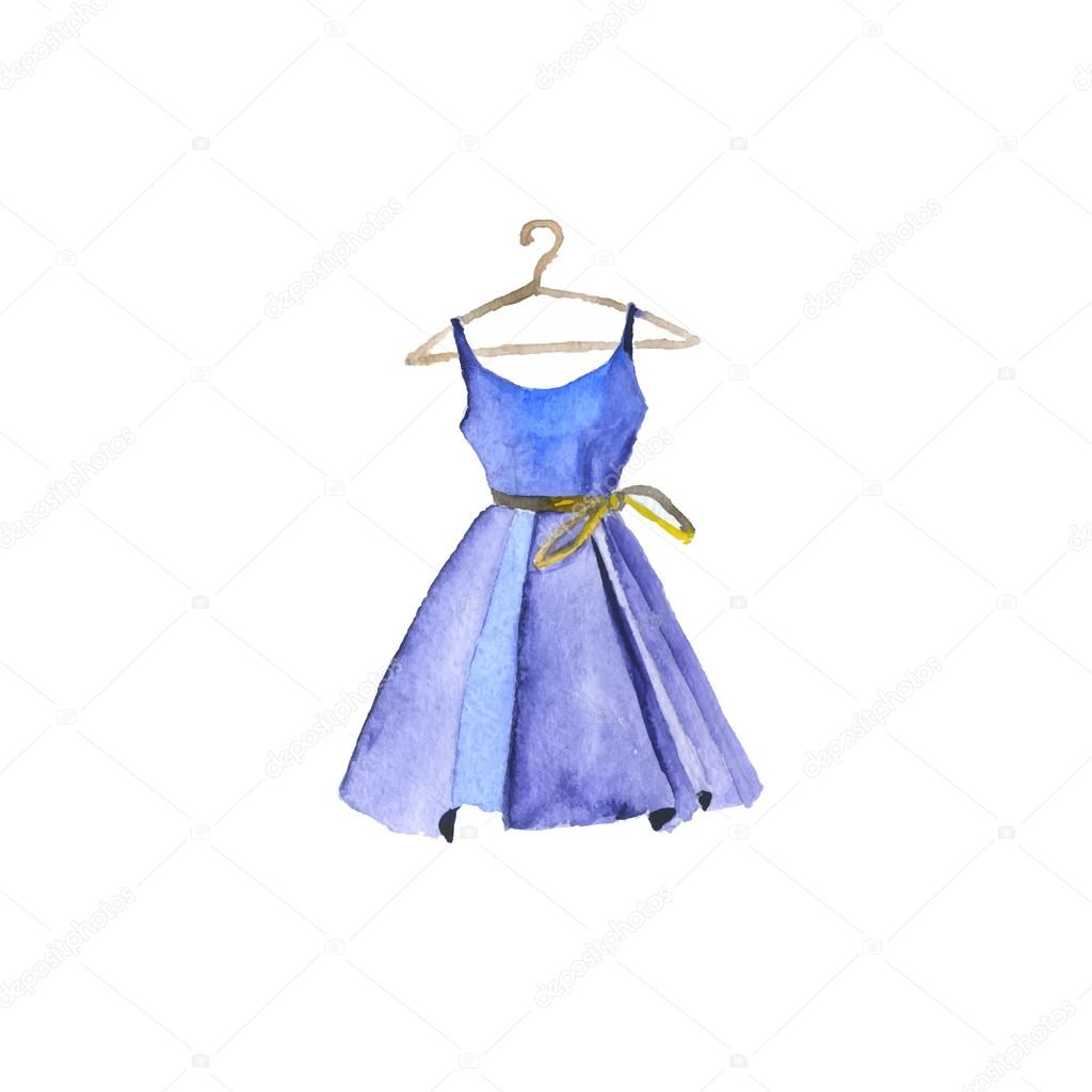 Watercolor painted dress. Vector illustration