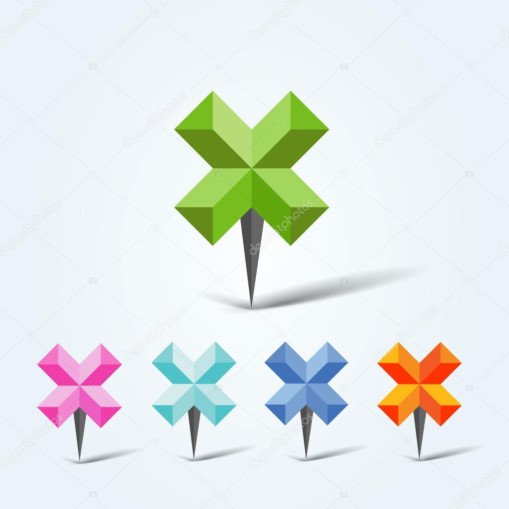 Set of vector colorful map pins