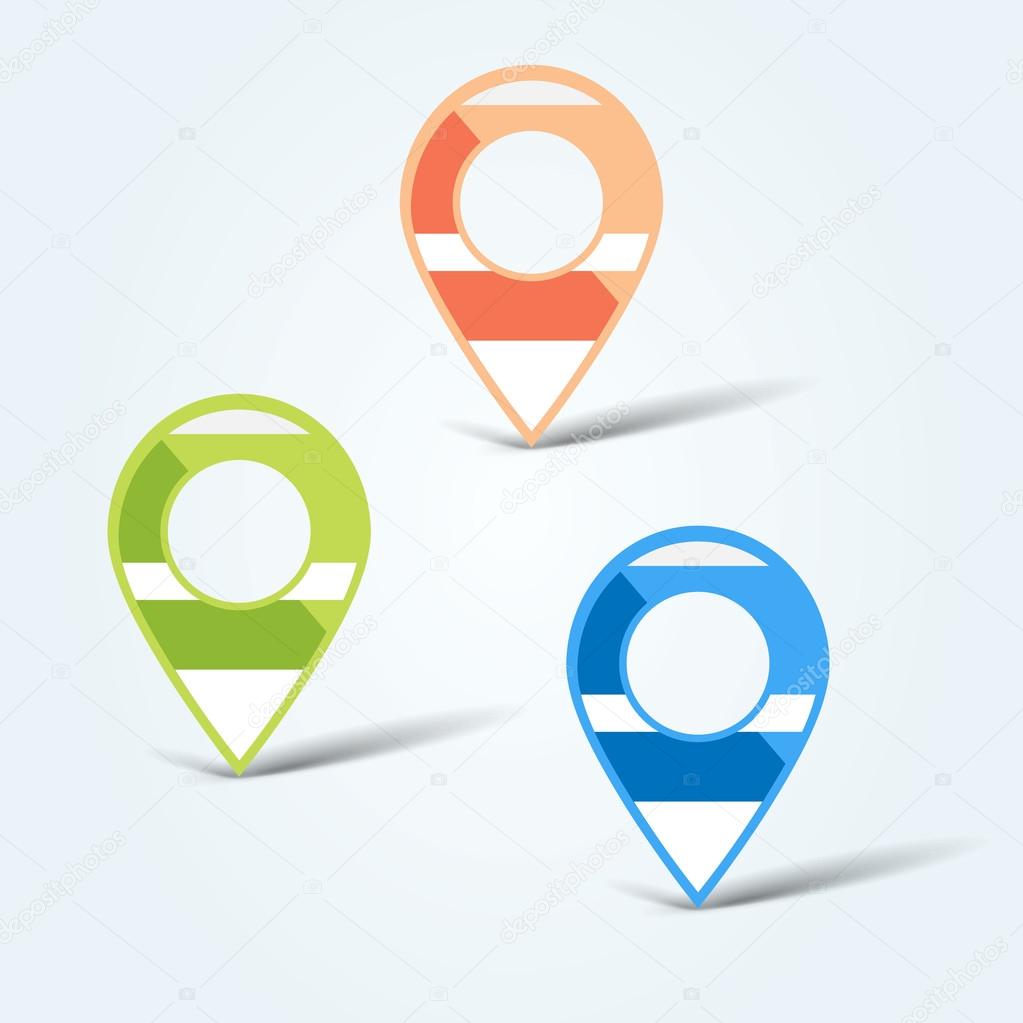 Set of vector colorful map pins