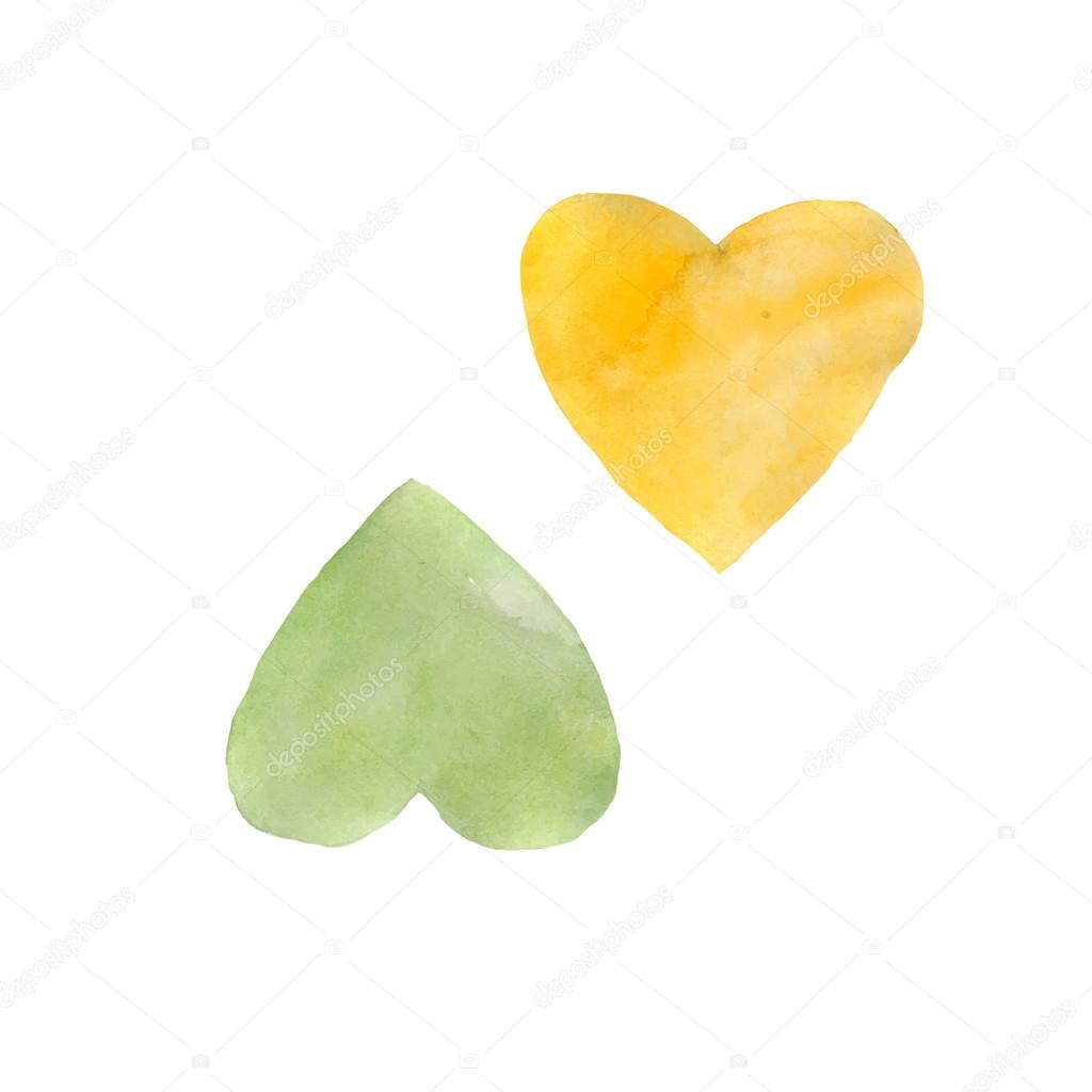 Set of watercolor hand painted vector hearts