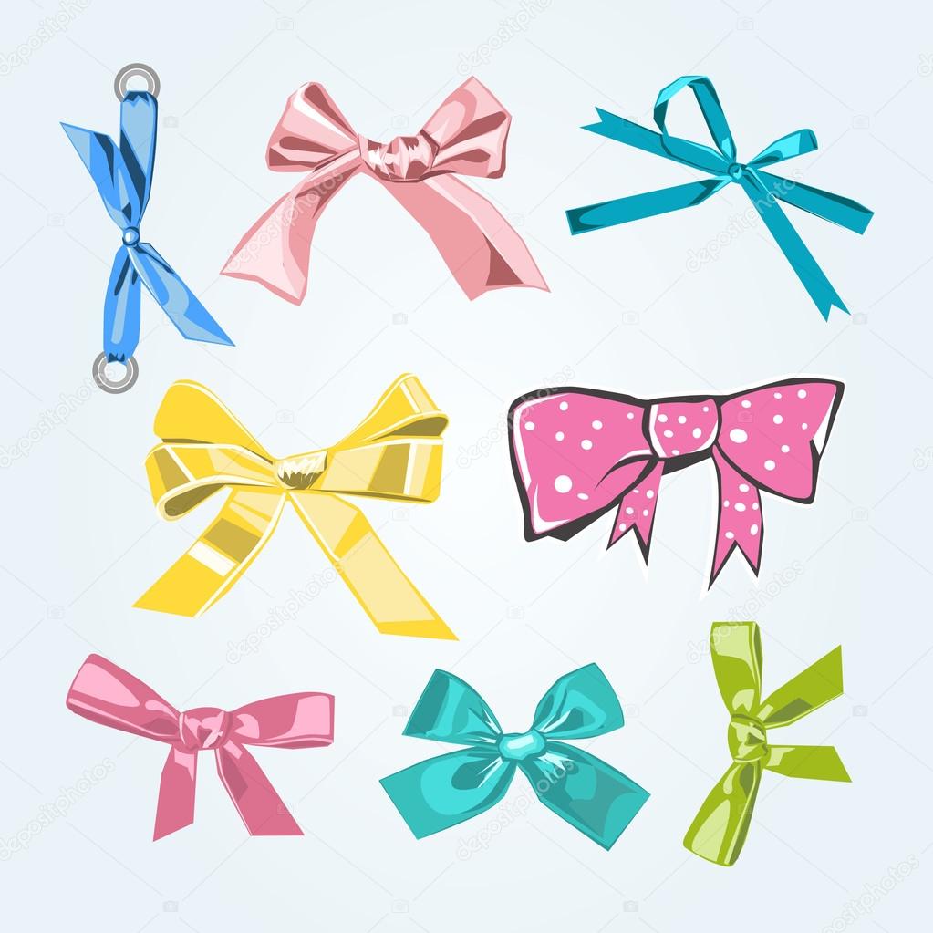 Set of colorful bows. Vector illustration