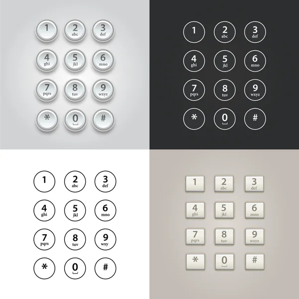 Teclado de interfaz de usuario para el conjunto de vectores de teléfono — Archivo Imágenes Vectoriales