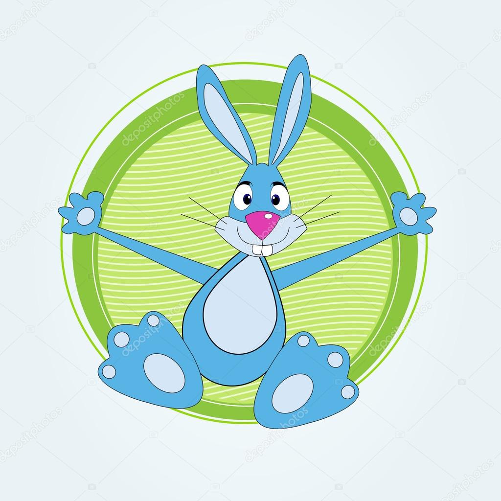 Cute cartoon bunny rabbit vector illustration. For birthday and easter cards and invitations