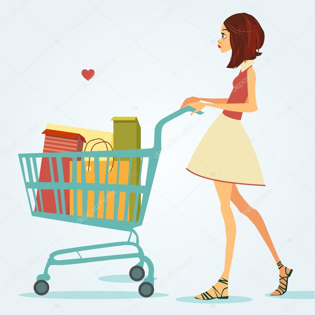 Shopping girl. Vector illustration