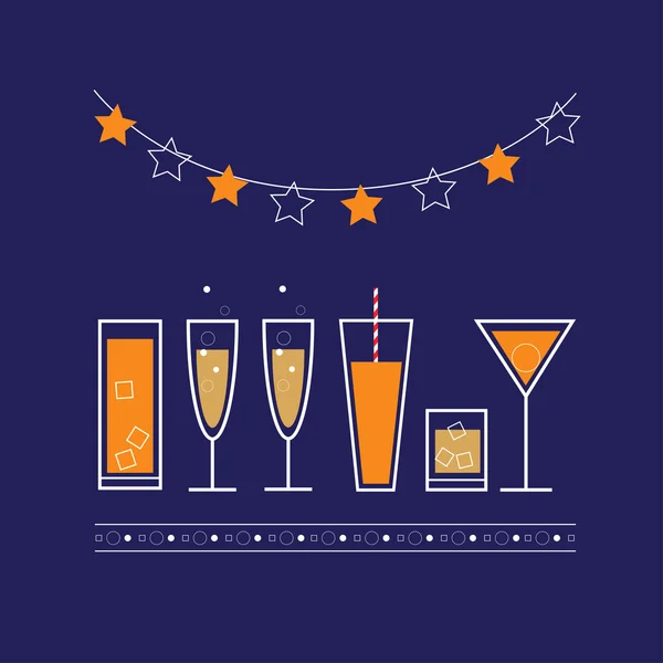 Vector partij poster met drankjes en cocktails. Illustratie bij een uitnodiging voor feest — Stockvector