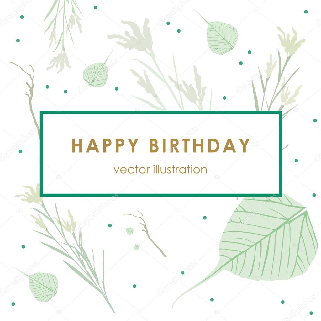 Happy birthday card. Vector organic style illustration