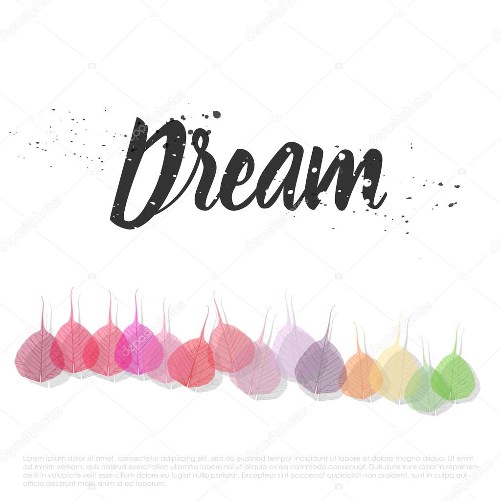 Abstract elegant vector card with colorful leaves.