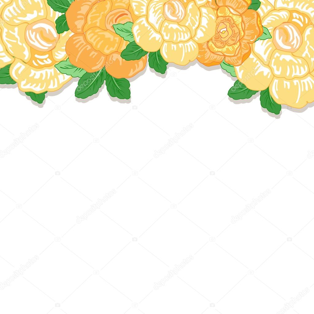 Vintage greeting card with yellow flowers. Vector illustration.