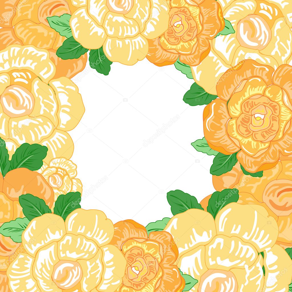 Vintage greeting card with yellow flowers. Vector illustration. 