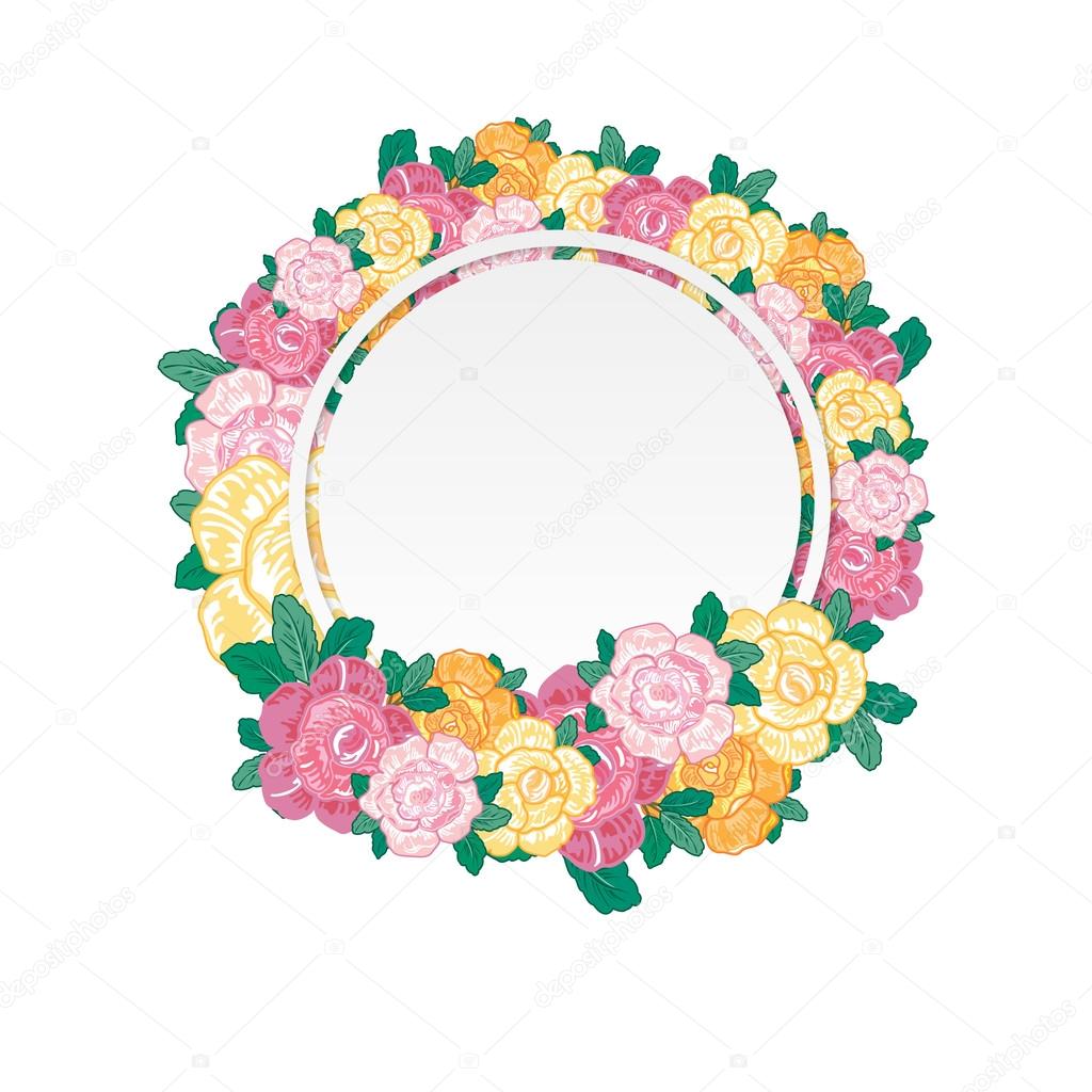 Vintage Greeting Card with Blooming Flowers. Vector Illustration