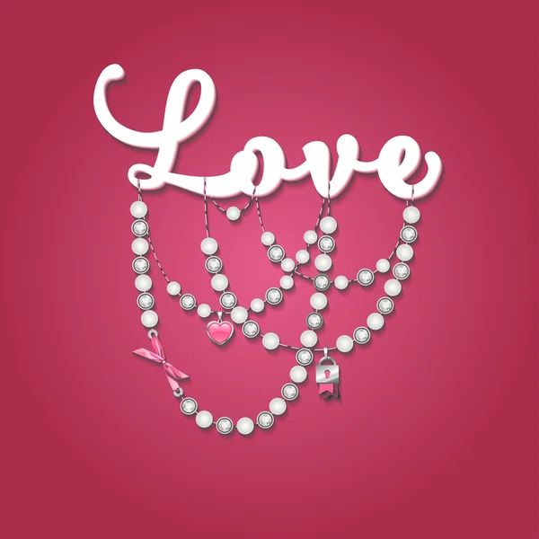 Láska znamení s šperky prvky. Valentine den pozadí. Vecto — Stockový vektor