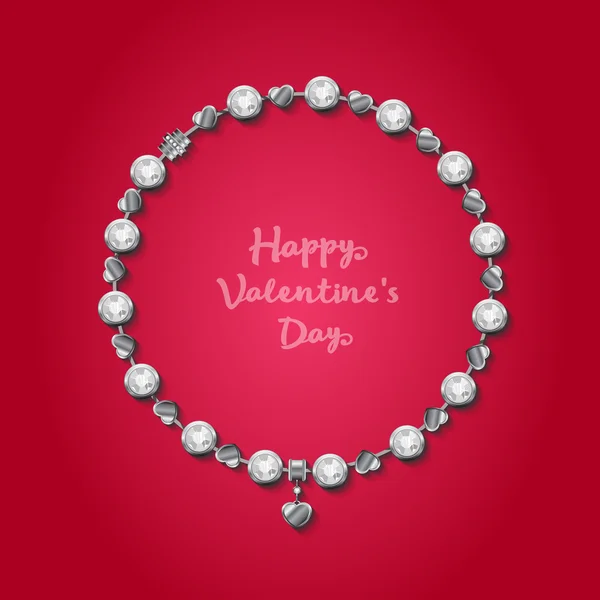 Tarjeta de San Valentín. Pulsera con elementos de joyería. Vector illus — Vector de stock