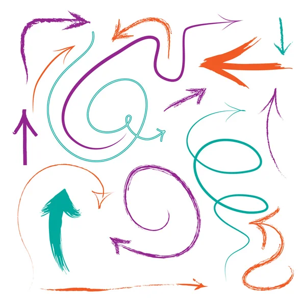 Conjunto de setas desenhadas à mão vetoriais. Ilustração vetorial —  Vetores de Stock
