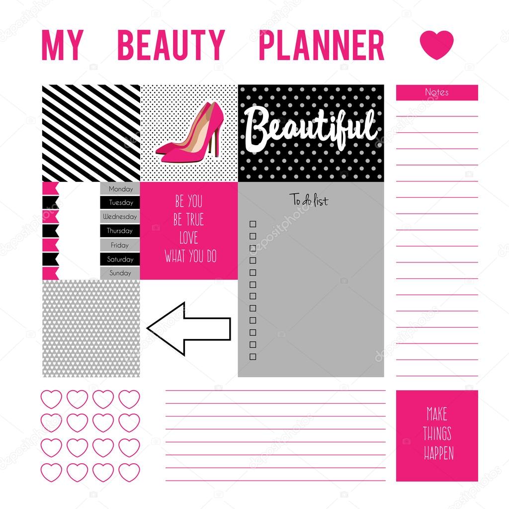 Planner page with stickers,printable files. Vector printable boxes,half boxes,motivation quotes, in flat colors for planners, Printable to do pages for life planner.