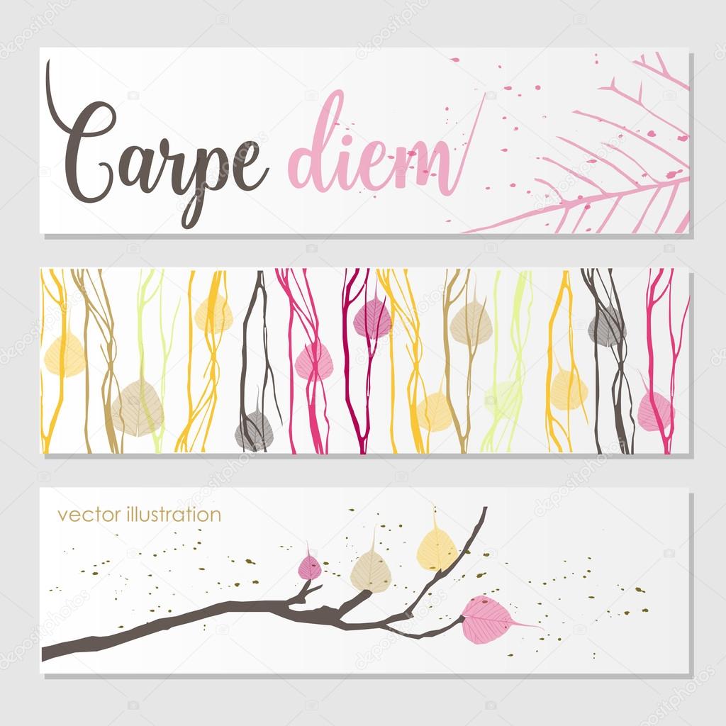 Vector set of templates organic style label, banner, poster.Vector Organic Style Card