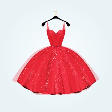 Red  gorgeous party dress. Vector illustration clipart