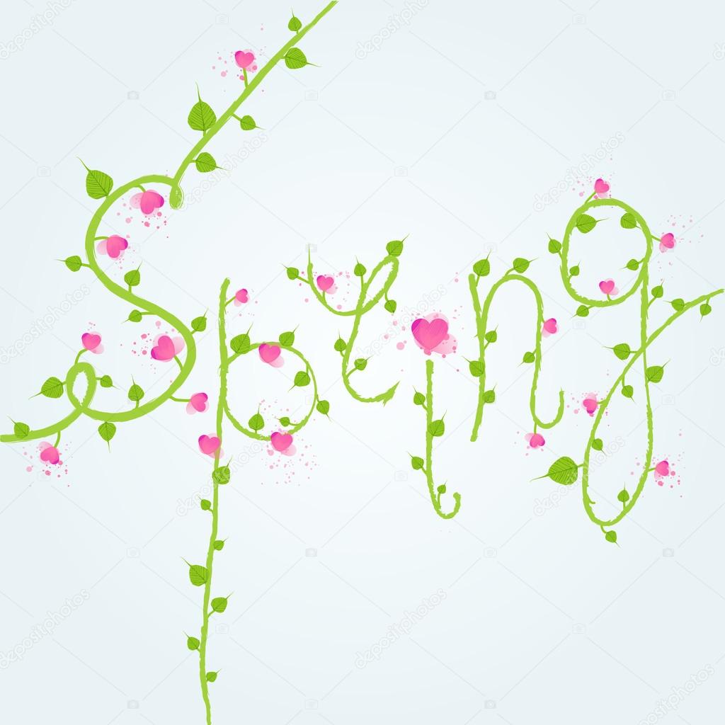 Spring decorative sign. Colorful font with flowers.Vector illustration.
