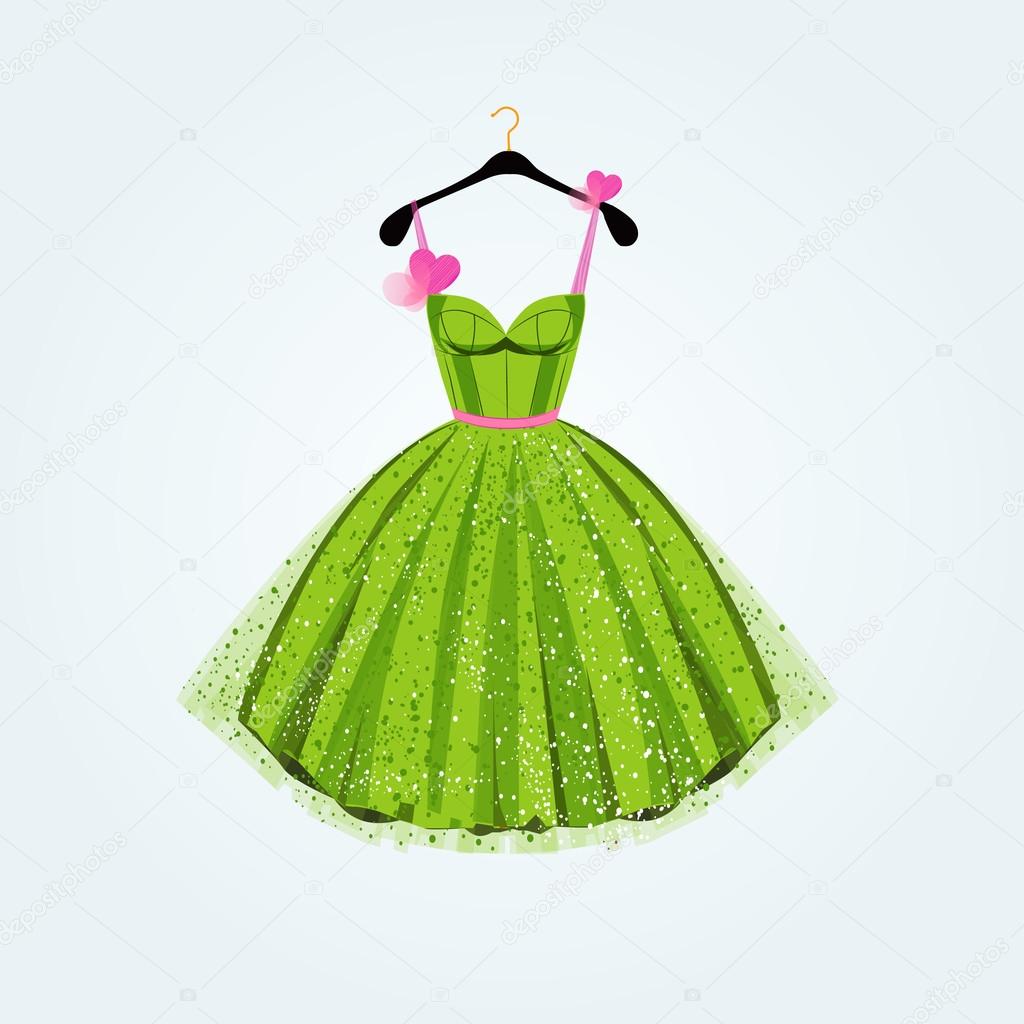 Spring party dress. Vector illustration