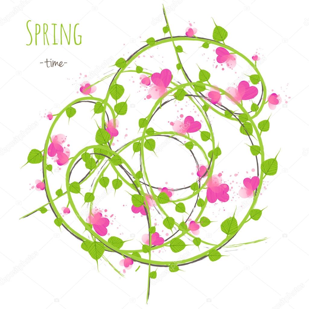 Spring floral background in vector. Colorful spring illustration