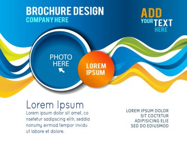 Broşür veya el ilanı için arka plan konsepti tasarımı, soyut vektör illüstrasyonu. Dalgalarla çember