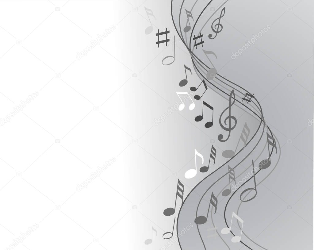 Music notes gray on white background