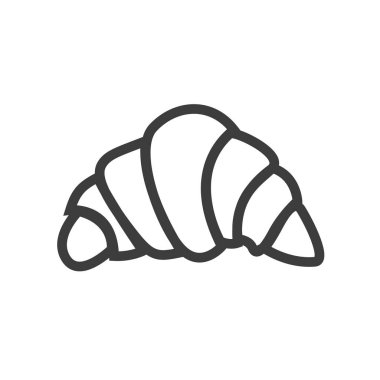 Kruvasan ikonu çiziyorum. Kruvasan Vektörü beyaz arka planda izole edildi. Vektör illüstrasyonu