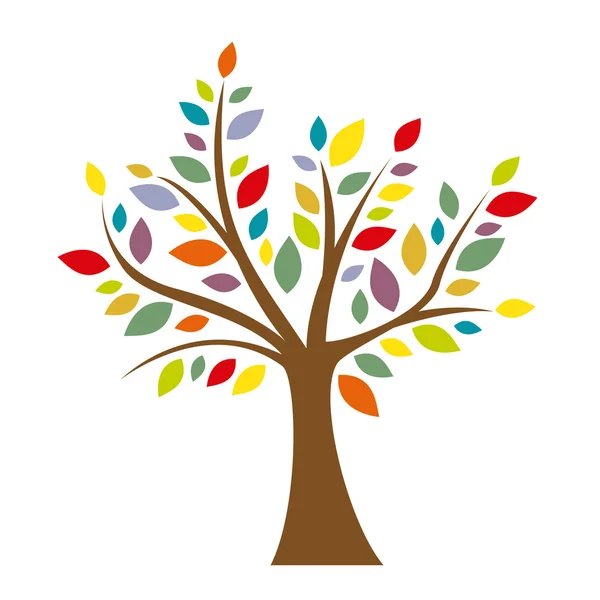 Árbol colorido aislado sobre un fondo blanco — Vector de stock