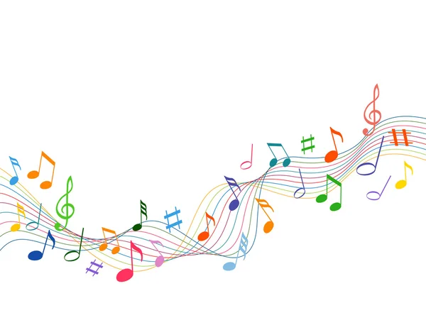 Notas musicales coloridas — Vector de stock