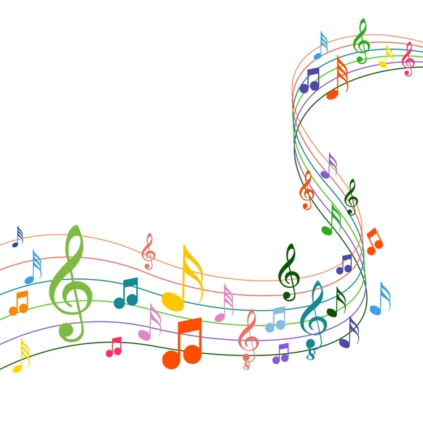 Кольорові музичні ноти на білому тлі — стоковий вектор
