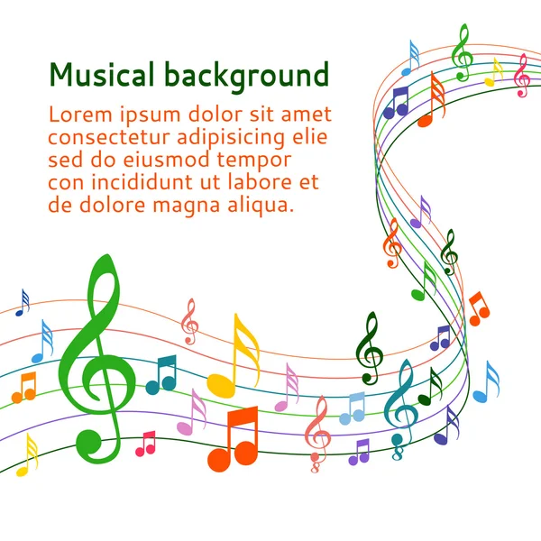 Color music notes on a solide white background — Stock Vector