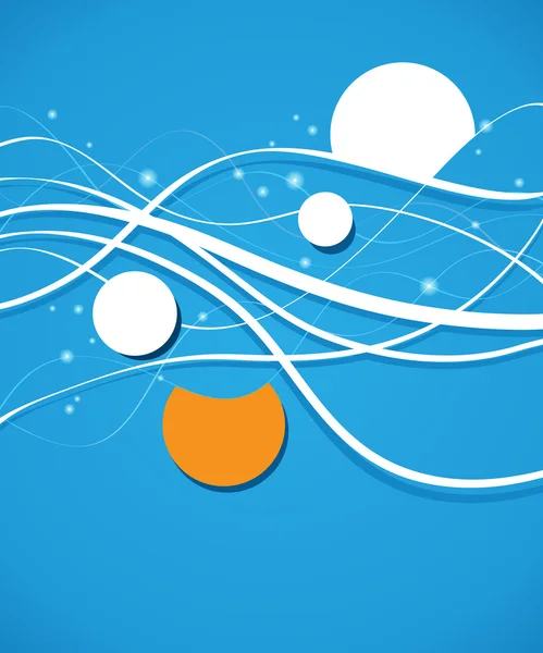 Orange circle on blue waves — Stock Vector