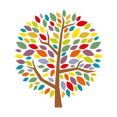 Beyaz bir arka plan üzerinde izole renkli ağaç