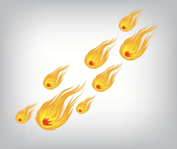 Letící ohnivé koule, plamen design — Stockový vektor