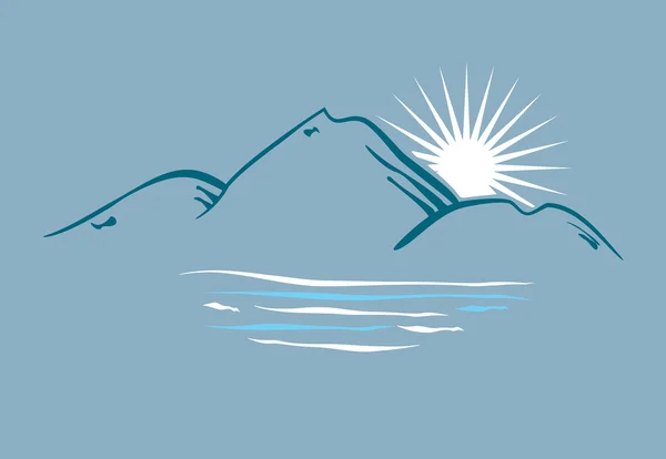 山と湖のアイコン — ストックベクタ