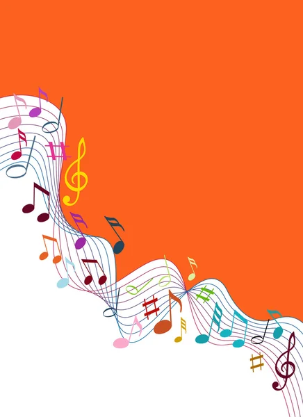 Color music notes on a solide white background — Stock Vector