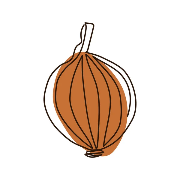 Drawn Bitter Onion Bulb One Continuous Line Brown Spot Background — 图库矢量图片