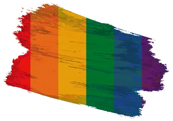 Rayado Bandera Comunidad Lgbt Seis Colores Como Trazo Pincel Sobre — Archivo Imágenes Vectoriales