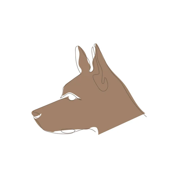 Мальований Вручну Контур Голови Собаки Профілі Одній Твердій Лінії Фоні — стоковий вектор