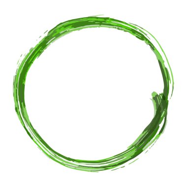 farklı yeşil tonlarda bir fırça ile yuvarlak çerçeve beyaz arkaplanda izole