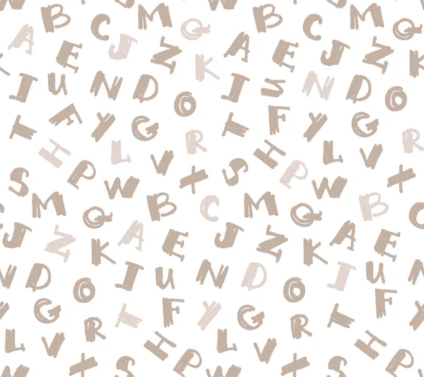 Seamless pattern with letters of the english alphabet in beige shades — Stock Vector