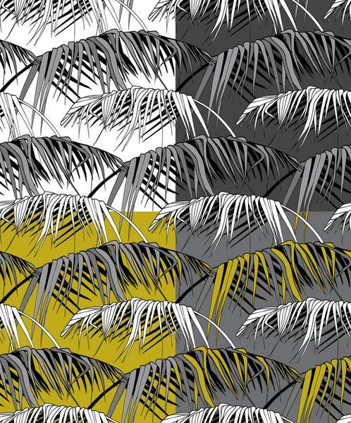 Conjunto Estampas Tropicais Monocromos Com Folhas Bananeira Para Têxteis Desenho —  Vetores de Stock