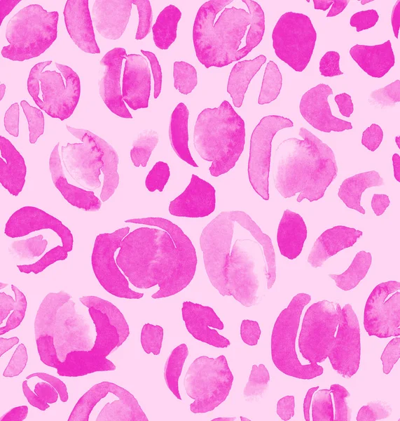 Bright animalistic watercolor pink seamless pattern with stylized leopard skin pattern — Stock Photo, Image