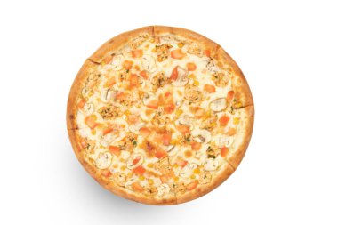 Pizza beyazda izole.