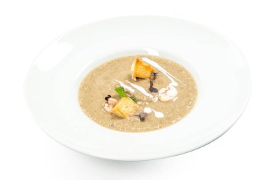 Beyaz üzerine izole edilmiş krema çorbaları