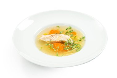 Beyaz üzerine izole edilmiş krema çorbaları