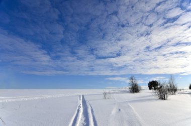 Snowfield bulutların altında
