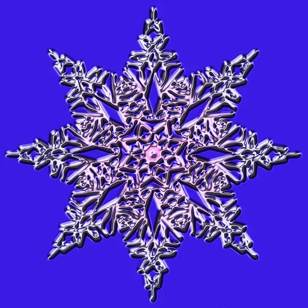 Shiny snowflake on a blue background — Stock Photo, Image