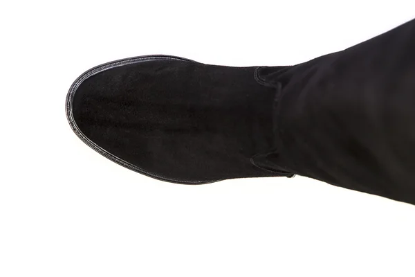 Botas femininas vista superior dedo do pé botas altas em um fundo branco — Fotografia de Stock